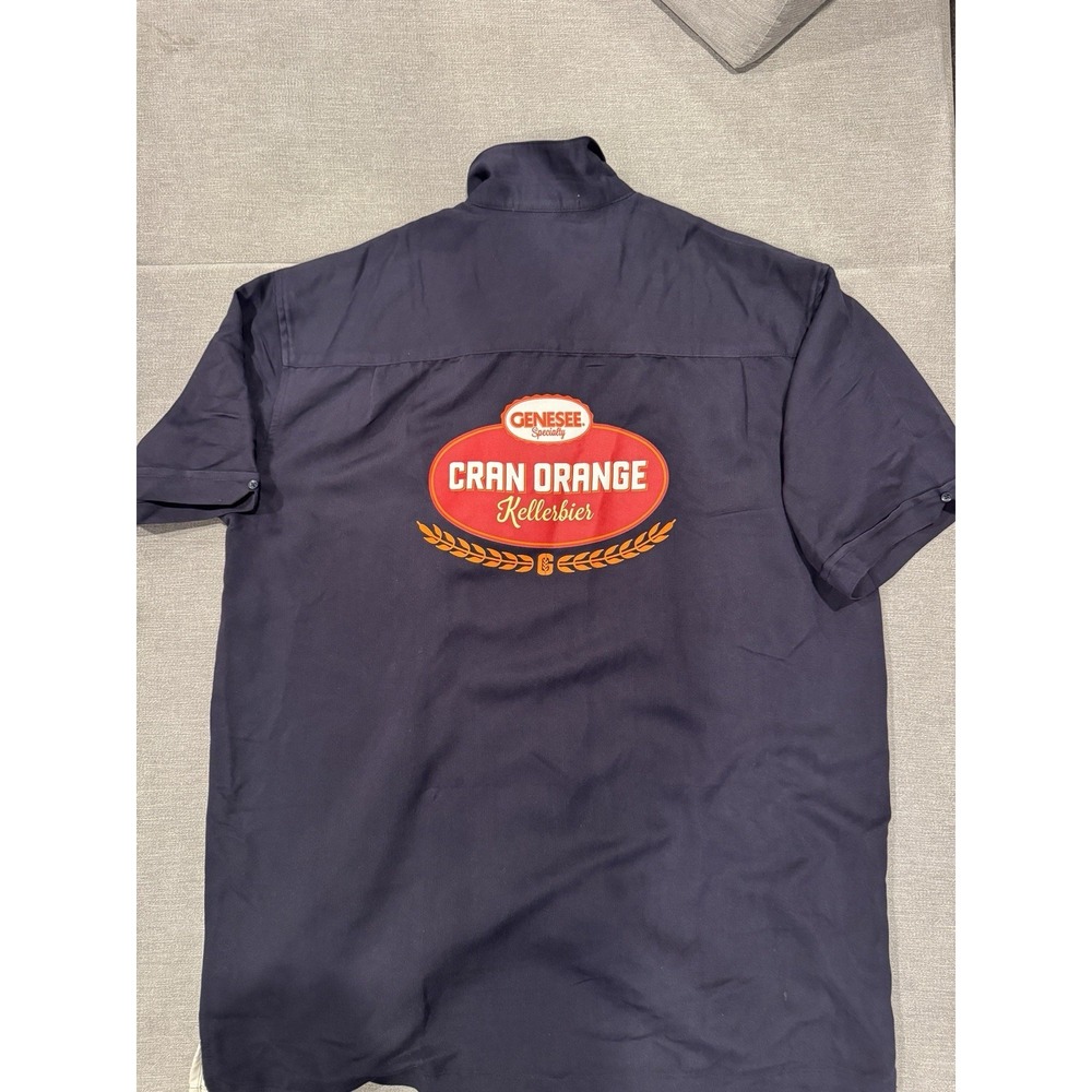 Genesee Beer Rare Cran Orange Kellerbier Button Up Bowling Shirt L - Picture 5 of 5